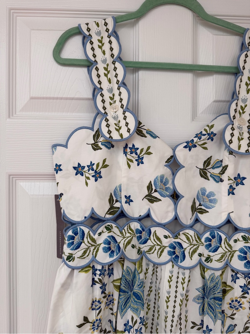 FARM Rio White Maxi Dress with Blue & Green Floral Embroidery - Picture 3 of 6